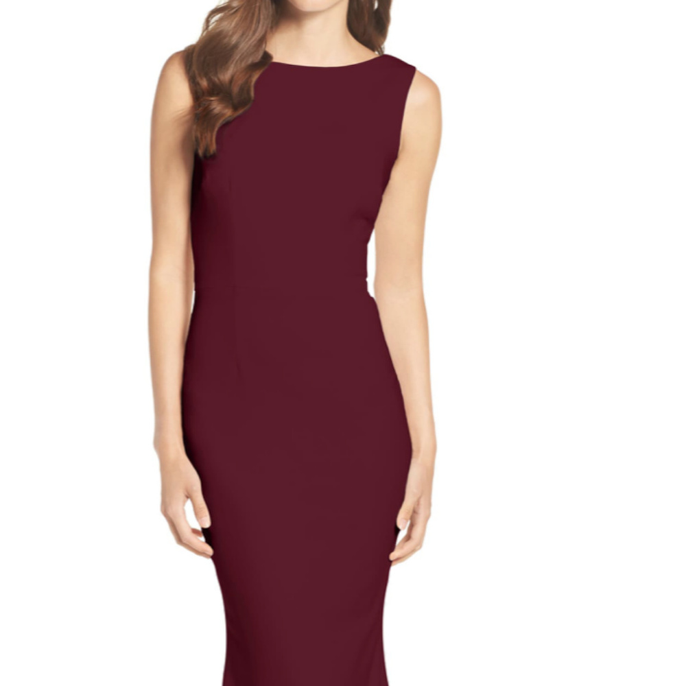 Katie May Vionnet Drape Back Crepe Gown Bordeaux